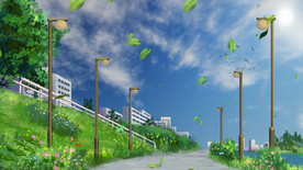 路灯步行道 小品舞台背景视频