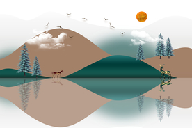 新中式轻奢意境山水背景装饰画