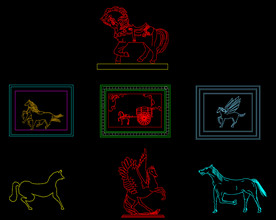 马的各种形态立面图