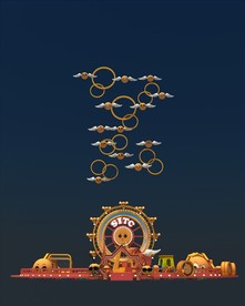 高端中庭商场卡通摩天轮美陈Dp