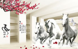 中式骏马装饰
