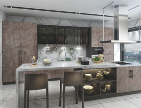 全屋定制现代轻奢极简厨房橱柜图