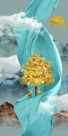 轻奢艺术抽象风景玄关壁画