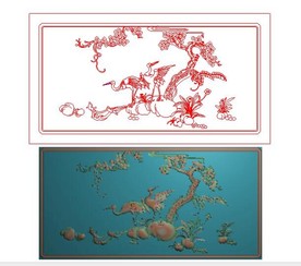 松鹤延年 精雕图