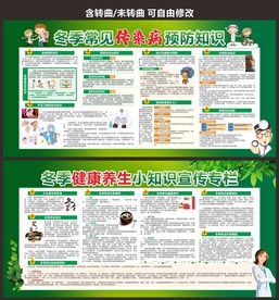 冬季养生预防传染病健康教育展板