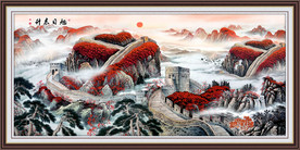 旭日东升国画意境山水画江山如画