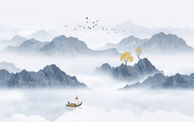 中式水墨山水画