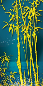 金竹叶玄关客厅晶瓷画装饰画