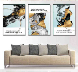 北欧风抽象金色水墨油画装饰画