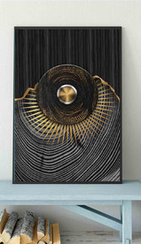 现代烁金抽象几何油画玄关装饰画