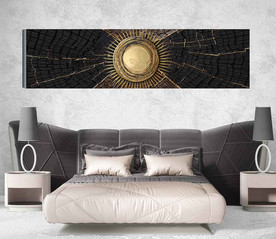 北欧风抽象金色年轮纹木床头画