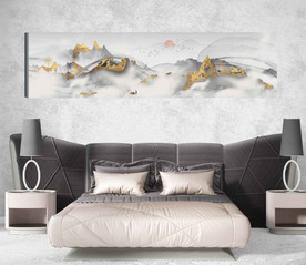 新中式金色山水国画床头画