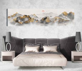 新中式金色山水国画床头画