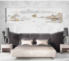 新中式金色山水国画床头画