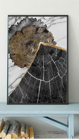 现代烁金水墨金色年轮木纹装饰画