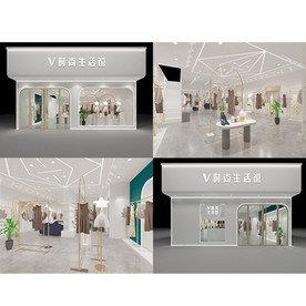 快时尚轻奢女装店服装店元素3D