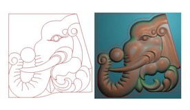 小象头沙发精雕图