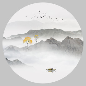 圆形山水画