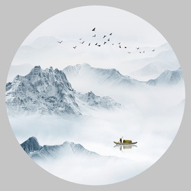 圆形山水装饰画