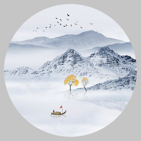 圆形山水画