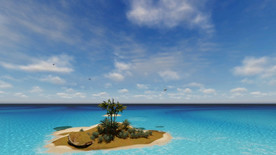 直升机飞过小岛