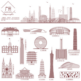 广州地标建筑剪影