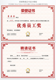 荣誉证书 聘请证书