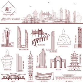 厦门地标建筑剪影