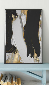 北欧风抽象金色油漆油画装饰画