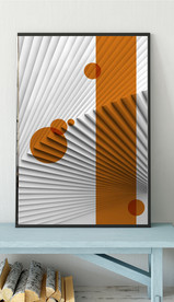 爱马仕现代抽象立体几何装饰画