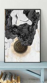 北欧抽象金色油漆油画玄关装饰画