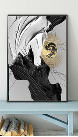 北欧抽象金色油漆油画玄关装饰画