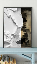 现代抽象金色油画玄关装饰画