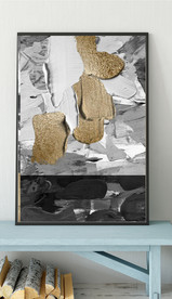 现代抽象金色油画玄关装饰画