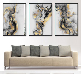 新中式烁金抽象金色水墨装饰画