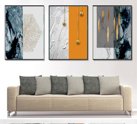 现代爱马仕抽象金色油画装饰画