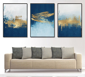 北欧风抽象金色水墨玄关装饰画