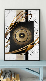 现代烁金抽象几何油画玄关装饰画