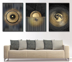 现代烁金抽象几何油画玄关装饰画