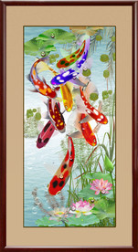 原创玄关荷花鲤鱼装饰画