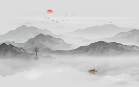 中式水墨山水画