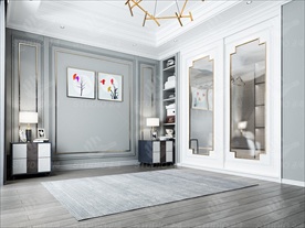 极简现代卧室背景墙3D场景空景