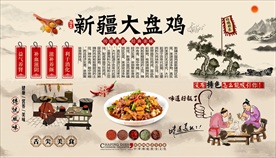 新疆大盘鸡背景墙