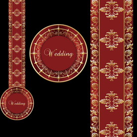 红金色欧式婚礼地毯通道喷绘设计