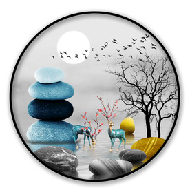 圆形画 石来远转