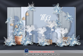 浅蓝色婚礼迎宾区