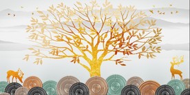 轻奢奢华 金色鹿 麋鹿