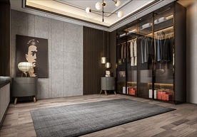 轻奢现代卧室背景墙3D场景空景