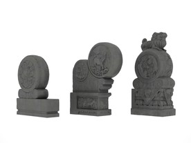 中式户外石鼓模型