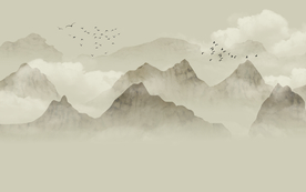 新中式水墨山水背景墙